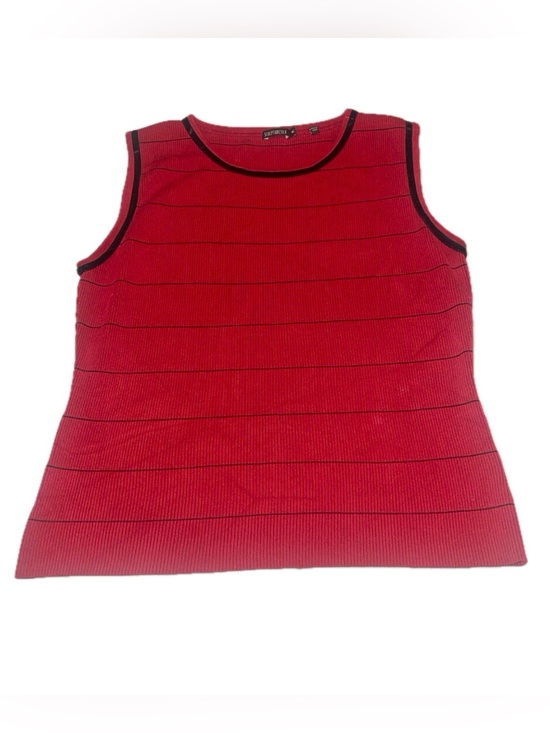 SculptureSilk Tops - SculptureSilk Red & Black Striped Silk Blend Ribbed Tank Top Medium